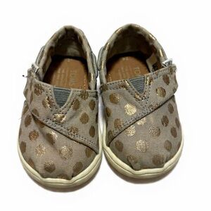 Toms Velcro Baby Shoes with Gold Dots